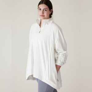 Athleta Advantage Poplin Top Oversize Quarter Zip Pullover White Size XL